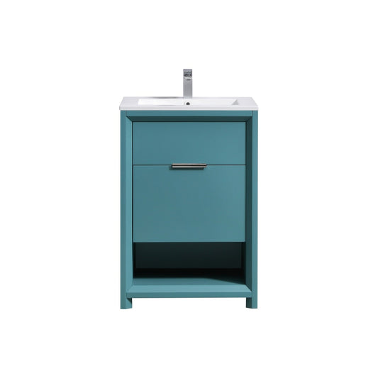 KubeBath 24″ Nudo Modern Bathroom Vanity in Teal Green Finish