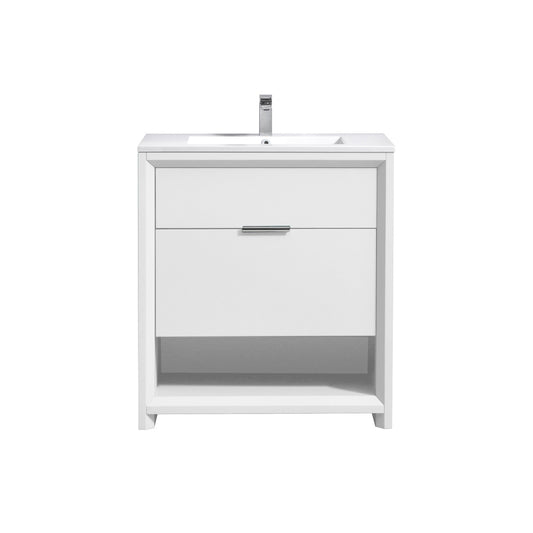 KubeBath 32″ Nudo Modern Bathroom Vanity in High Gloss White Finish