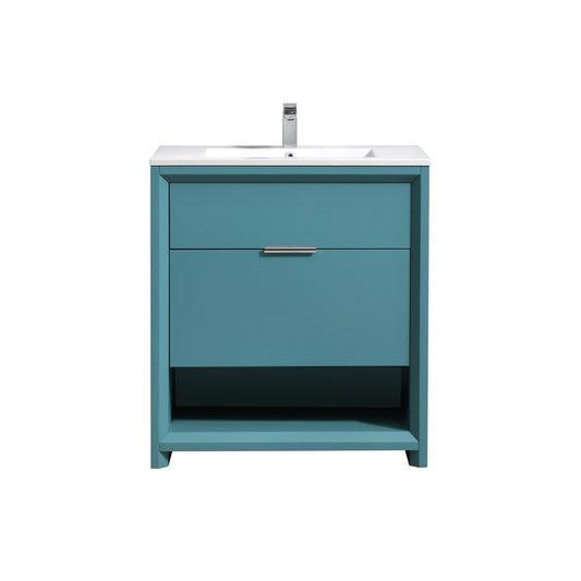 KubeBath 32″ Nudo Modern Bathroom Vanity in Teal Green Finish