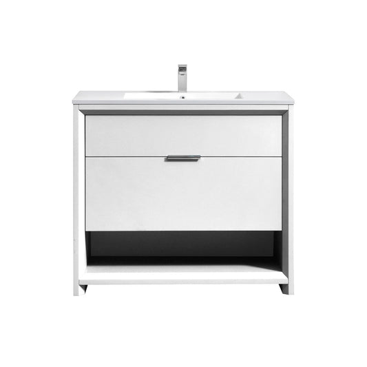 KubeBath 36″ Nudo Modern Bathroom Vanity in High Gloss White Finish