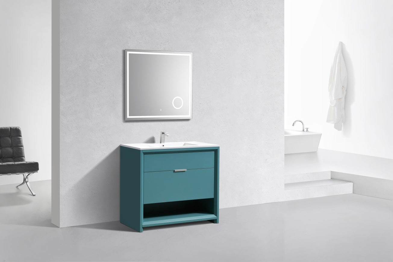 KubeBath 36″ Nudo Modern Bathroom Vanity in Teal Green Finish