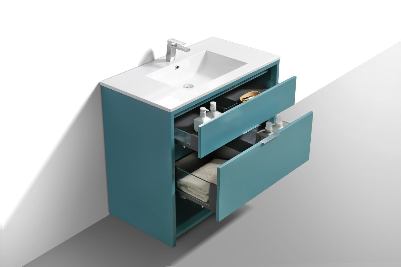 KubeBath 36″ Nudo Modern Bathroom Vanity in Teal Green Finish