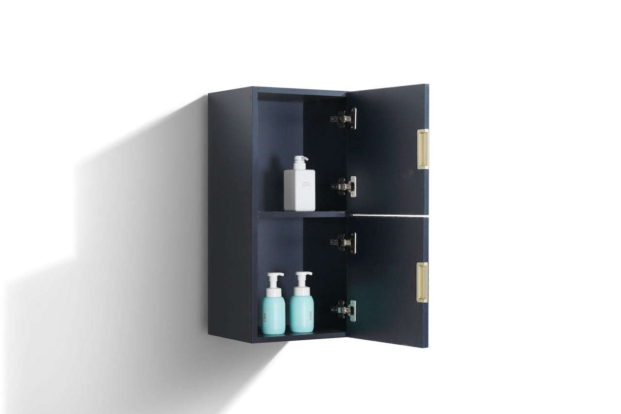 Bathroom Blue Wood Linen Side Cabinet w/ 2 Storage Areas