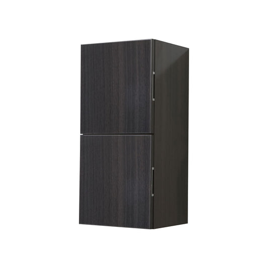 Bathroom High Gloss Gray Oak Linen Side Cabinet w/ 2 Storage Areas