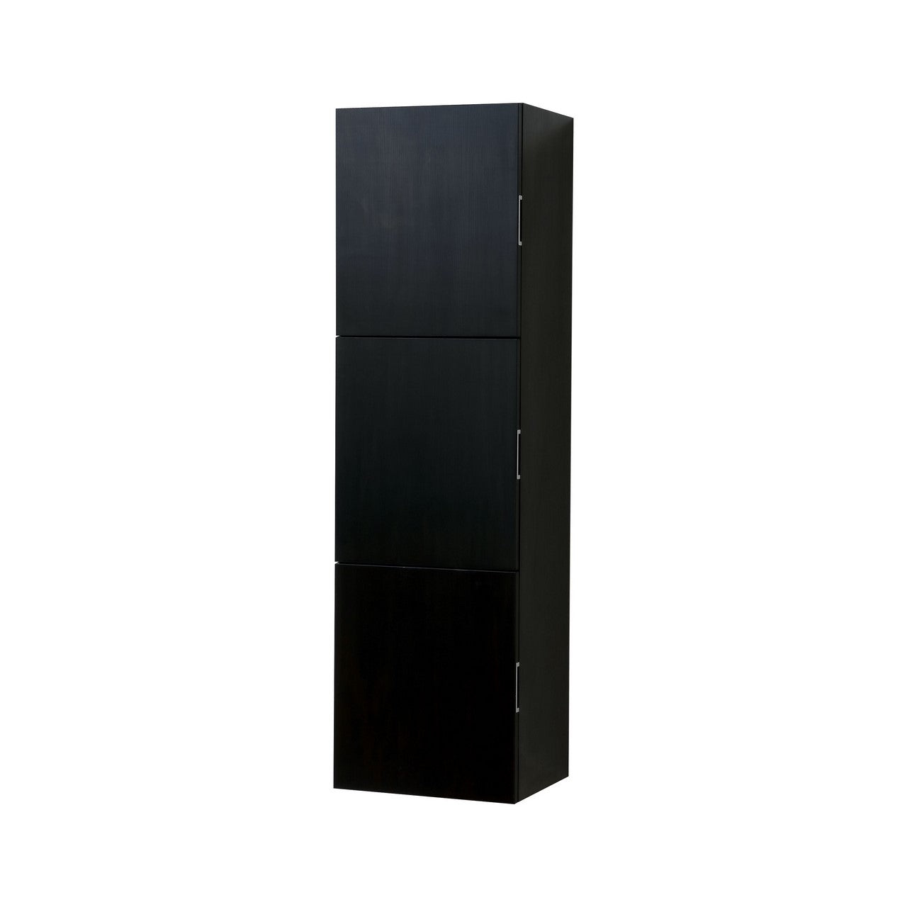 Bathroom Black Wood Linen Side Cabinet w/ 3 Large Storage Areas