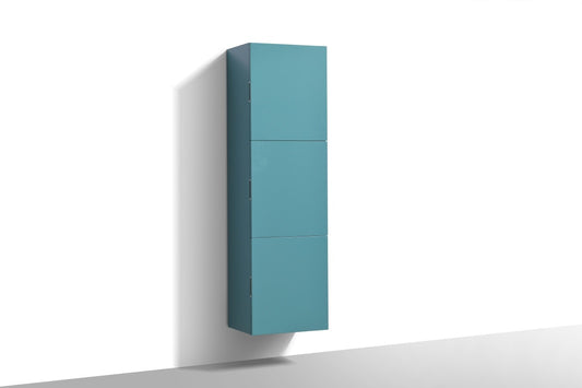 Teal Green Linen Side Bathroom Cabinet w/ 3 Large Storage Areas
