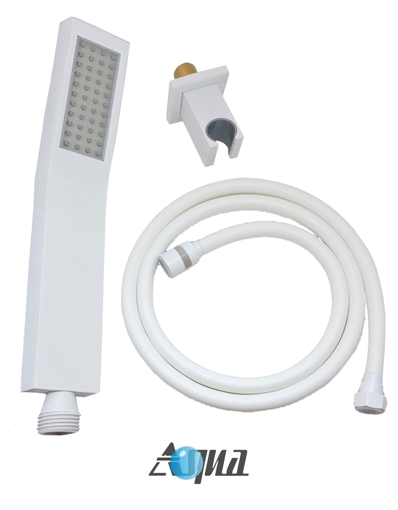 Aqua Piazza by KubeBath Handheld Kit W/ Handheld, 5′ Long Hose and Wall Adapter – White