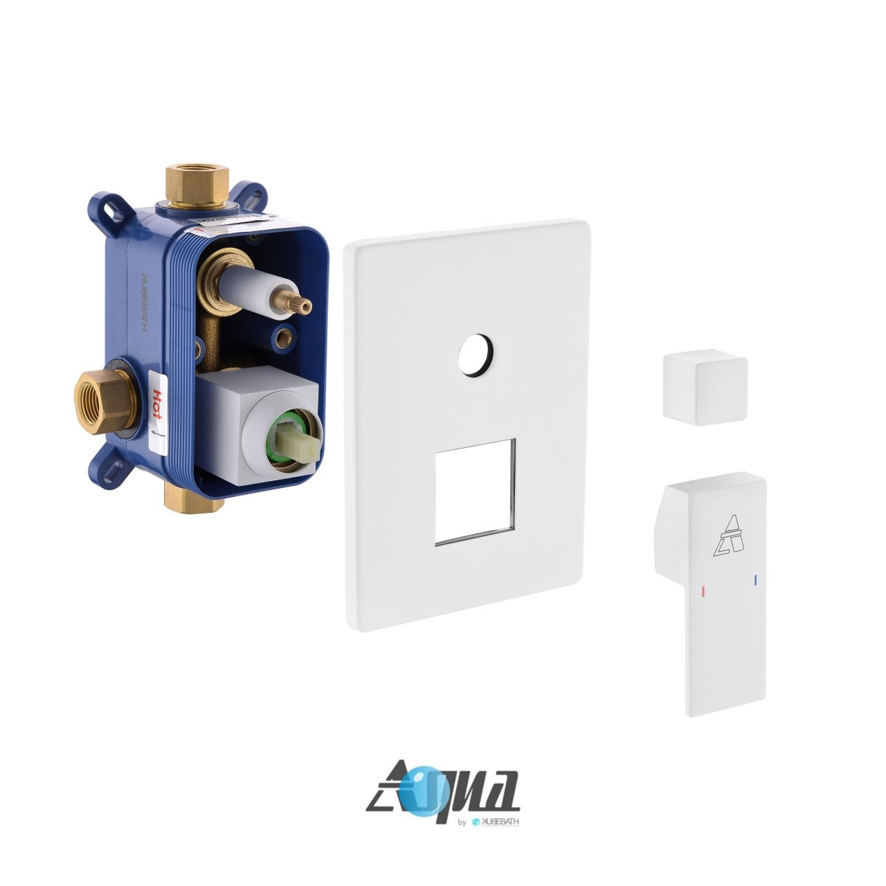 Aqua Piazza White Shower Set w/ 8″ Ceiling Mount Square Rain Shower and Handheld