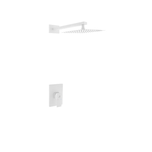 Aqua Piazza White Shower Set w/ 8″ Square Rain Shower Head