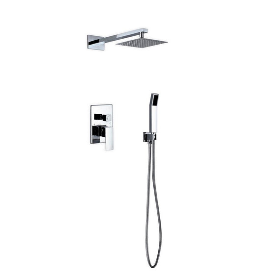 Aqua Piazza Shower Set with 8″ Square Rain Shower and Handheld